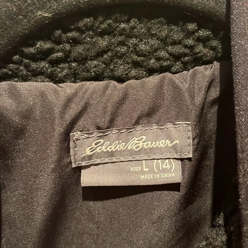 Eddie Bauer Kid’s Chilali Black Fleece Sherpa Jacket Size Large 14